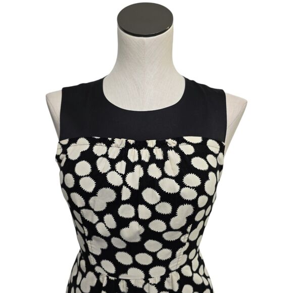 Anthropologie LEIFNOTES Womens Size 2 Notched Dots Corduroy Dress Black Ivory - Picture 9 of 14